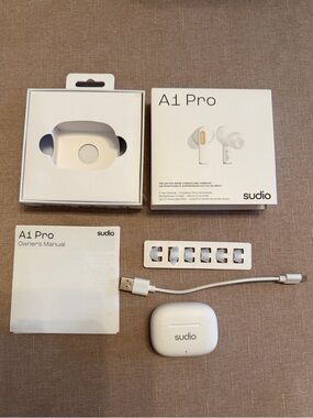 Like new Studio A1 Pro True Wireless Earbuds in White with Charging Case